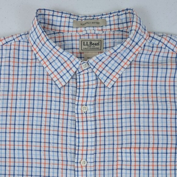 L.L. Bean 2XL Slightly Fitted Short Sleeve Plaid Shirt 100% Cotton Casual - Picture 5 of 6